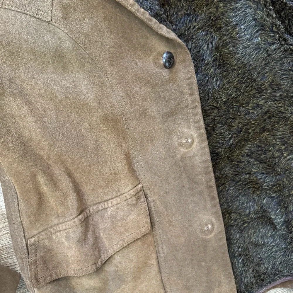 The Leather Shop Fur Lined Coat Sz 46 FAIR